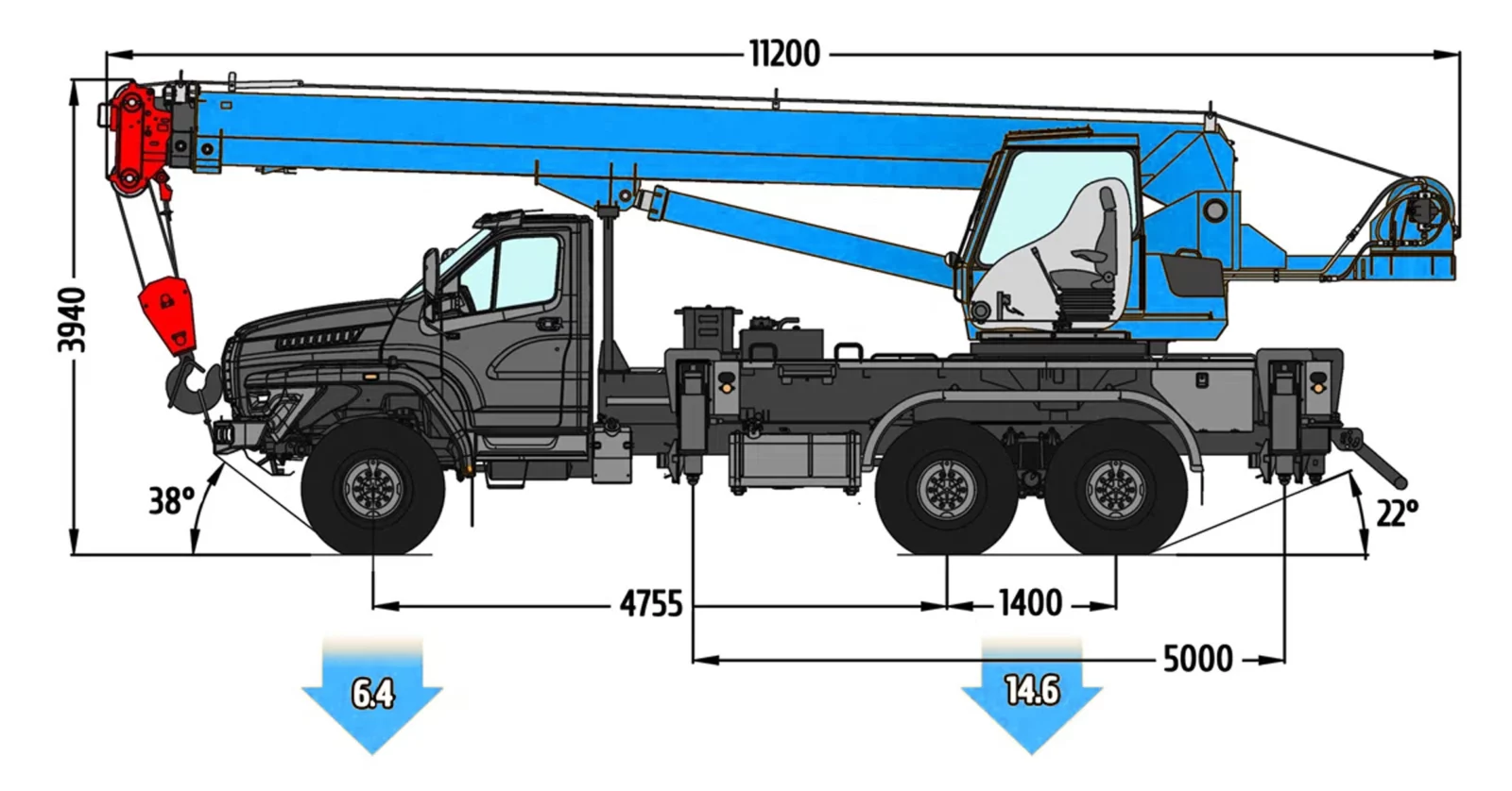 Габаритные размеры автокрана КС-55713-3К-1