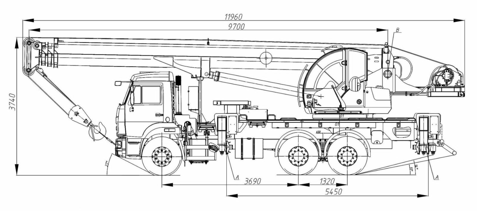 Габаритные размеры автокрана КС-55729-1К-31