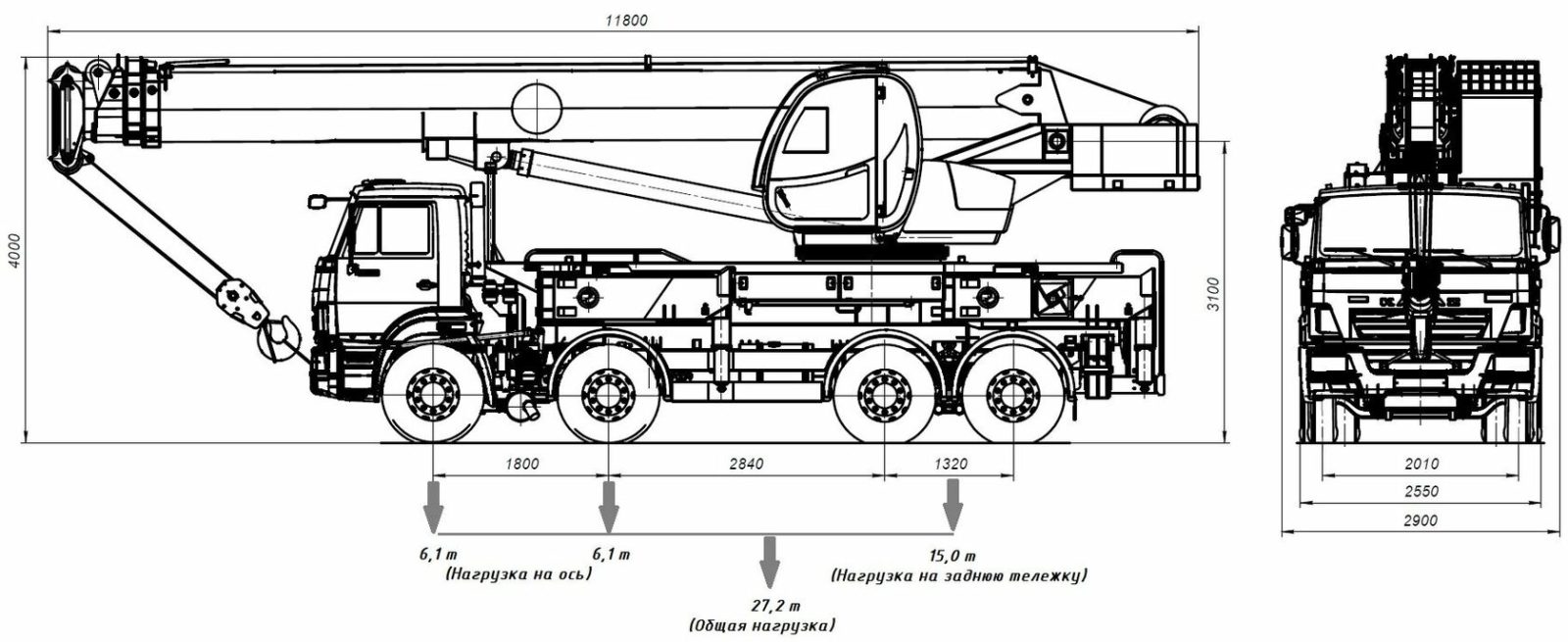 Габаритные размеры автокрана КС-65740-5